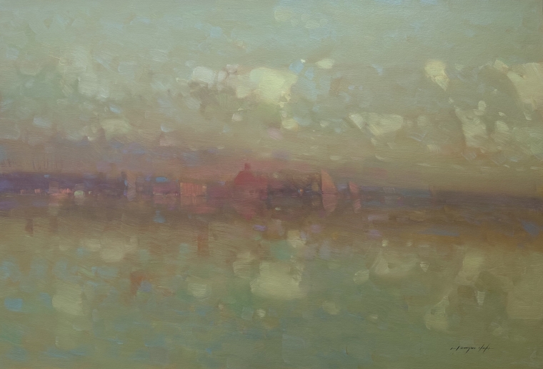 Sunset, Original oil Painting, Handmade artwork, One of a Kind                     